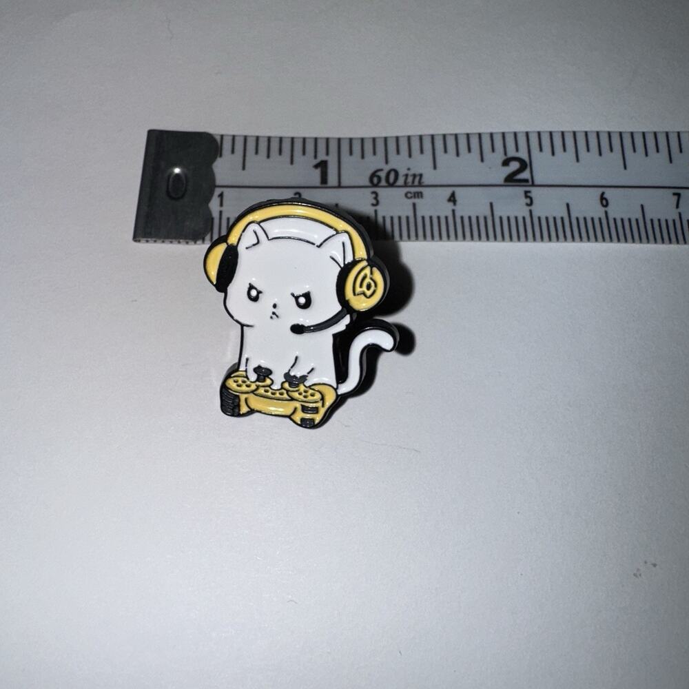 Cat With Headphones Pin Brooch